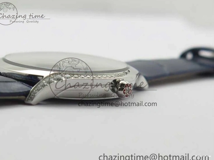 0422 Ladies’ De Ville Trésor Diamond Blue Dial Blue Fabric Watch OXF 1:1 Best Edition Swiss Quartz Upgraded 7892